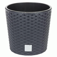 Prosperplast - Pot rond Rato 4,7 L avec insert de plantation, coloris Anthracite, 20x20x19 cm - gris plastique ZA950