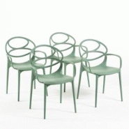 RATTATAN Set de 4 chaises en polypropylène avec fibre de verre, empilables pour extérieur et jardin, bar et restaurant, cuisine design moderne -Char RATTATAN Set de 4 chaises en polypropylène avec fibre de verre, empilables pour extérieur et jardin, bar et restaurant, cuisine design moderne -Char