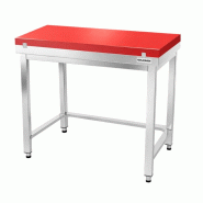 Table de travail en inox 1200x700 mm avec plaque de découpe rouge et renfort PREMIUM - GOLDINOX - gris inox 3701770840724