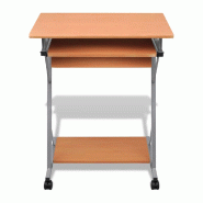 VidaXL Bureau d'ordinateur avec plateau à clavier coulissant Marron Modèle Atlas Plus - marron Bois manufacturé 20052