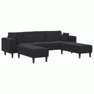 VidaXL Canapé avec coussin 3 pcs Noir Velours Modèle Vega ProDesk Confort - Matériau naturel 3335177