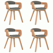 VidaXL Chaises à manger lot de 4 gris clair bois courbé et tissu Modèle Marlis - 3092387