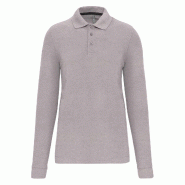 WK Designed To Work Polo manches longues homme Oxford Grey M 65% Polyester | 35% Coton - M 3663938185491