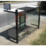Abri bus cirrus solaire / structure en acier / bardage en verre trempé / avec banquette / 365 x 145 cm