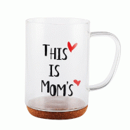 Aulica Mug en verre fond liège inscription mom - transparent 796401