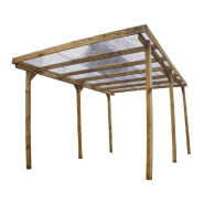 Carport en bois avec couverture pvc ondule imperia 15 m²