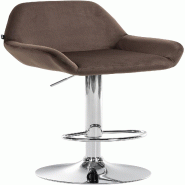 CLP Tabouret de bar Braga Velours avec pied en métal réglable et pivotant Marron/Chrome - marron textile 320894