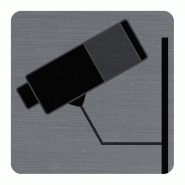 Exacompta - Réf. 67180E - 1 Plaque adhésive imitation aluminium Surveillance caméra - 7,5x7,5 cm - Gris - gris aluminium 67180E