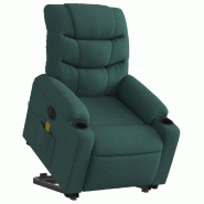 Fauteuil inclinable de massage électrique Vert foncé Tissu Modèle Jasmin - 8721012219076