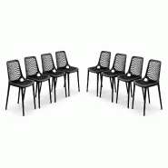 Gasfrit – Lot de 8 chaises empilables en résine renforcée de fibre de verre pour intérieur et extérieur, jardin, bar, restaurant  Design moderne