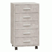 Helloshop26 - Armoire à tiroirs moderne avec roulettes 33 x 38 x 63 cm pratique flexible bureau en bois d'ingénierie gris béton 02_0047077 - gris a