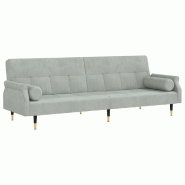 Helloshop26 - Canapé-lit avec coussins 216 x 89 x 70 cm velours gris clair 02_0020999 - gris métal 3001150888002
