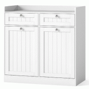 Helloshop26 - Meuble à linge avec paniers rabattables 79 x 40 x 80 cm pratique et stable style moderne en MDF blanc 20_0018229 - blanc Bois manufactu