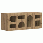 Helloshop26 - Meuble TV rectangulaire moderne rangement pratique 100 x 35 x 40 cm en bois d'ingénierie chêne artisanal 02_0054763 - Bois massif 3000