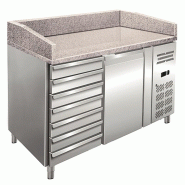 KLIMAITALIA Table pizza inox ventilée 7 tiroirs, plan granit, thermomètre digital, dégivrage auto, +2/+8°C, modèle PZ01C - 1274