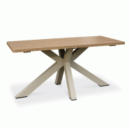 REMARQUABLE Table de jardin en aluminium grège et plateau aspect bois (220x102 cm) - KELIA - 3700917630464