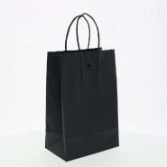 Sac-cadeau kraft noir poignée torsadée avec bande adhésive 14x8.5x21.5cm par 50