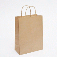 Sac kraft brun poignées torsadées - Format moyen 22x10x30cm - Lot de 50