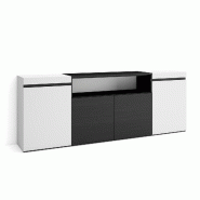 SKRAUT HOME Buffet salon et cuisine, 200x75x35cm, 4 Portes, Meuble chaussure, Blanc et noir - blanc Bois manufacturé 58_9