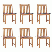 VidaXL Chaises De Jardin Lot De 6 Avec Coussins Bois De Teck Massif - multicolore 3073128