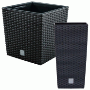WellHome - Lot de 2 cache-pots 26,6/64 L coloris anthracite - noir plastique PK5195