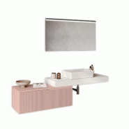 AQA Design Composition de salle de bain en MDF 4 pièces blanc/rose poudre L.190 P.45 H.190 MPVE52-O1-CIP - multicolore Bois manufacturé MPVE52-O1-CIP