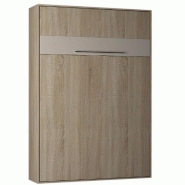 ARMOIRE LIT ESCAMOTABLE KOMPACT OUVERTURE ASSISTÉE, COLORIS CHÊNE COUCHAGE 160*200 CM.