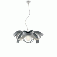 BeLight Primula Suspension en fer laqué blanc et gris avec câble acier orientable 4 lumières 138 d.66 BL145-4-BG - blanc 8050713211806