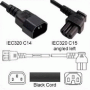 Câble d'alimentation coudé C14/C15 10A ANGLED NOIR