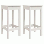 Chaises de bar lot de 2 blanc 40x40x78 cm bois de pin solide Modèle Nova Atelier - 822138