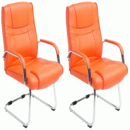 CLP Lot de 2 Chaises Cantilever Attila en Similicuir avec accoudoirs Orange - orange polyester 319825