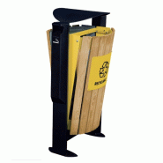 Corbeille façade bois sur pied 2x110L - acier anticorrosion - cendrier 3L_0