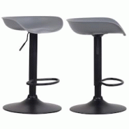 Décoshop26 - Lot de 2 tabourets de bar assise réglable en hauteur et pivotant en plastique gris pieds tulipe en métal noir mat avec TDB10257 - gris Décoshop26 - Lot de 2 tabourets de bar assise réglable en hauteur et pivotant en plastique gris pieds tulipe en métal noir mat avec TDB10257 - gris