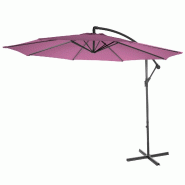 Décoshop26 - Parasol déporté protection solaire Ø 3m inclinable polyester/acier 11kg rouge lavande sans support 04_0000945 - rouge acier 3000103532696