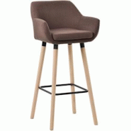 Décoshop26 - Tabouret de bar lounge x1 design scandinave assise en tissu couleur café pieds en bois repose-pieds en métal 10_0004919 - 3000252357744 Décoshop26 - Tabouret de bar lounge x1 design scandinave assise en tissu couleur café pieds en bois repose-pieds en métal 10_0004919 - 3000252357744