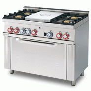 Fourneau gaz 4 feux avec plaque coupe feu sur four multifonction | MagicLotus 600 - Porte acier_0
