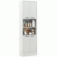 Helloshop26 - Armoire de rangement 56 x 30 x 190 cm avec 4 portes et étagères ouvertes moderne MDF chêne blanc 20_0010236 - vert métal 3000226067167