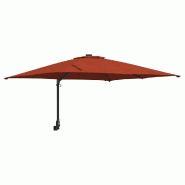 Helloshop26 - Parasol de jardin inclinable moderne 248,5 x 247,5 x 160 cm éclairage LED pratique en polyester terre cuite 02_0058655 - 3000240705700