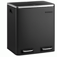 Helloshop26 - Poubelle en métal 30 litres poubelle à double compartiment 2 x 15 litres avec seaux intérieurs et poignées fermeture 12_0007271 - m�