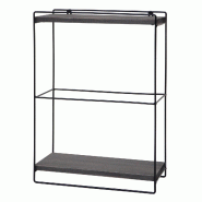 Mendler Etagère murale HWC-K77, Etagère suspendue Etagère de cuisine, bois massif métal industriel 2 étagères 50x35x17cm ~ gris foncé - gris Bo