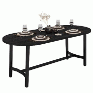 Merax table à manger 180 x 80 cm pour 6-8 personnes, plateau noir à coins arrondis, pieds en métal - noir Bois manufacturé N634P462148S Merax table à manger 180 x 80 cm pour 6-8 personnes, plateau noir à coins arrondis, pieds en métal - noir Bois manufacturé N634P462148S