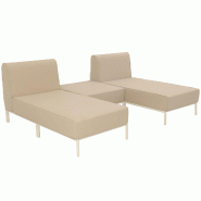 Oviala Business Salon de jardin bas modulable uni 3 places beige Oviala 144 x 128 x 78 cm - beige polyester 115930
