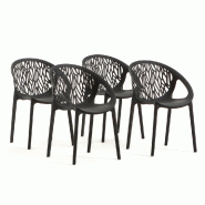 RATTATAN Set de 4 chaises en polypropylène avec fibre de verre empilables pour extérieur et jardin, bar, restaurant ou cuisine, design moderne - Lar