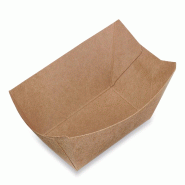 Ravier NOVABOX Rectangulaire Carton Kraft 200g - 130x80x36mm - 230g/m2 - Format Frites et Snacking - Traitement Haute Étanchéité - beige en carton