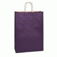 Sac kraft violet poignées torsadées - 22x10x29cm - Paquet de 50