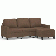 VidaXL Canapé à 3 places avec repose-pieds Marron 180 cm Tissu Modèle Vega ProDesk - 3201040