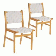 VS Venta-stock Pack de 2 chaises Kurt Blanc en cuir recyclé - blanc Bois massif I23194