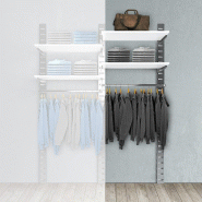 Élément suivant Zetawall chrome 2 tablettes blanc + 1 penderie L90xH240cm
