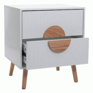 Décoshop26 - Table de chevet moderne avec deux compartiments 55 x 48 x 41 cm en MDF blanc 04_0009661 - blanc 3000267601726