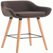 Décoshop26 - Tabouret de bar lounge x1 design scandinave assise en tissu marron pieds en bois repose-pieds en métal 10_0004921 - marron métal 30002